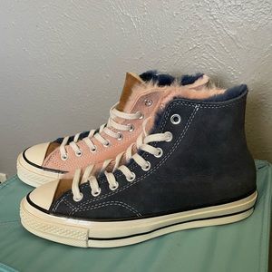 Converse Chuck 70 HI Shearling Navy Blue/Baby Pink Mens 6.5 Women’s 8.5